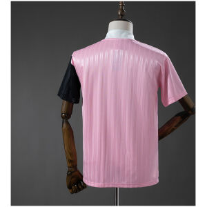 Mens Oasis Band Pink Retro Jersey 1996 rear view showing matching team styling