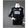 Mens Oasis Tour Jacquard Striped Black Long Sleeve Sweatshirt front with polo collar