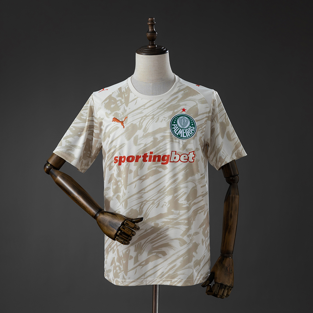 Mens Palmeiras GK Away Jersey 2026/27 Mens Palmeiras GK Away Jersey 2026/27 front view in cream with brushstroke camo and club crest