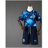 Kids Paraguay Away Kit 2026 front view showing blue and cyan smoke graphic jersey with navy shorts