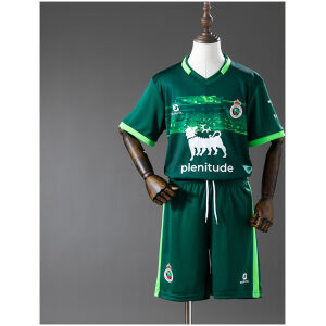 Kids Racing de Santander Away Kit 2025/26 jersey and shorts set front view on mannequin