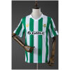 Front view of the Mens Real Betis Style Retro Jersey 2025/26 with green and white vertical stripes and white polo collar