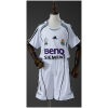 Kids Real Madrid Retro Home Kit 2006/07 front view showing white jersey with BenQ Siemens sponsor and white shorts