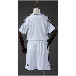 Kids Real Madrid Retro Home Kit 2006/07 rear view of shirt and shorts