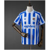 Front view of Mens Real Sociedad Style Retro Jersey 2025/26 with blue and white stripes and polo collar