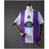 Real Valladolid white and purple jersey with Estrella Galicia sponsor front view