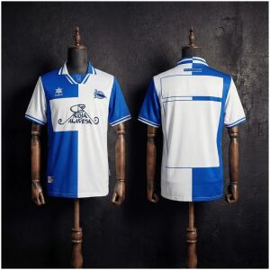 Mens Deportivo Alaves Retro Home Jersey 2000/01 Mens Deportivo Alaves Retro Home Jersey 2000/01 front view on mannequin