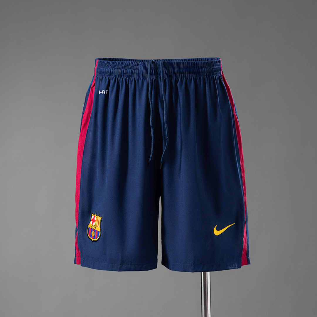 Mens Barcelona Retro Home Shorts 2014/15 Mens Barcelona Retro Home Shorts 2014/15 front view on mannequin