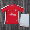Kids arsenal Retro Home Kit 2008/09 jersey and shorts set flat lay view