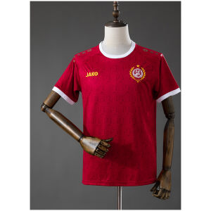 Mens Rot-Weiss Essen 100th Edition Anniversary Jersey front view in red with gold laurel crest and white trim