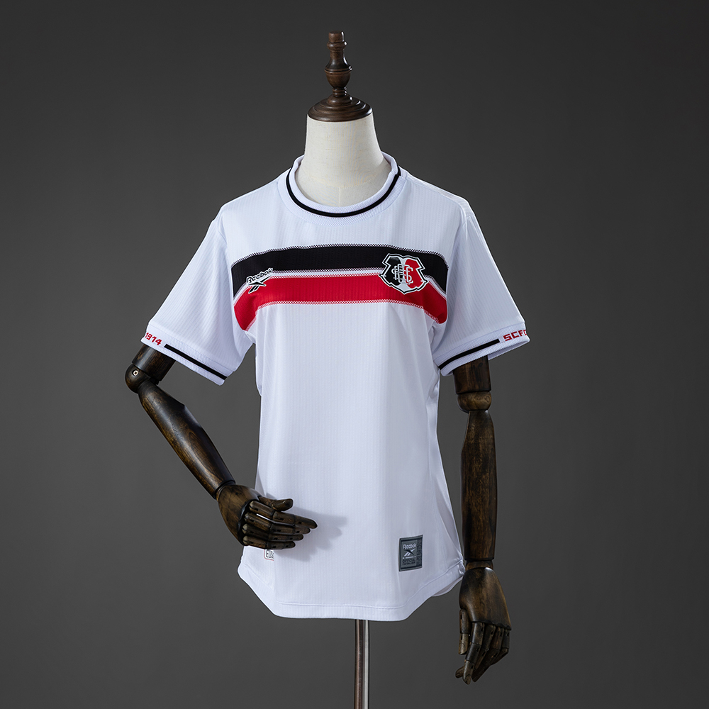Womens Santa Cruz 2627 Away Jersey Womens Santa Cruz 2627 Away Jersey front view in white with black and red chest hoop and club crest