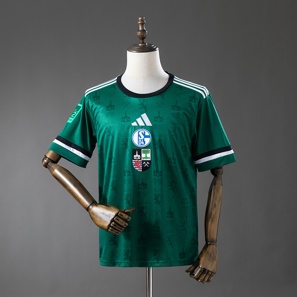Mens FC Schalke 04 Commemorative Edition Green Jersey 2025/26 Mens FC Schalke 04 Commemorative Edition Green Jersey 2025/26 front view on mannequin