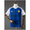 Mens Scotland The Tartan Army Retro Home Jersey 2016 navy tartan shirt front view with white sleeves and crest