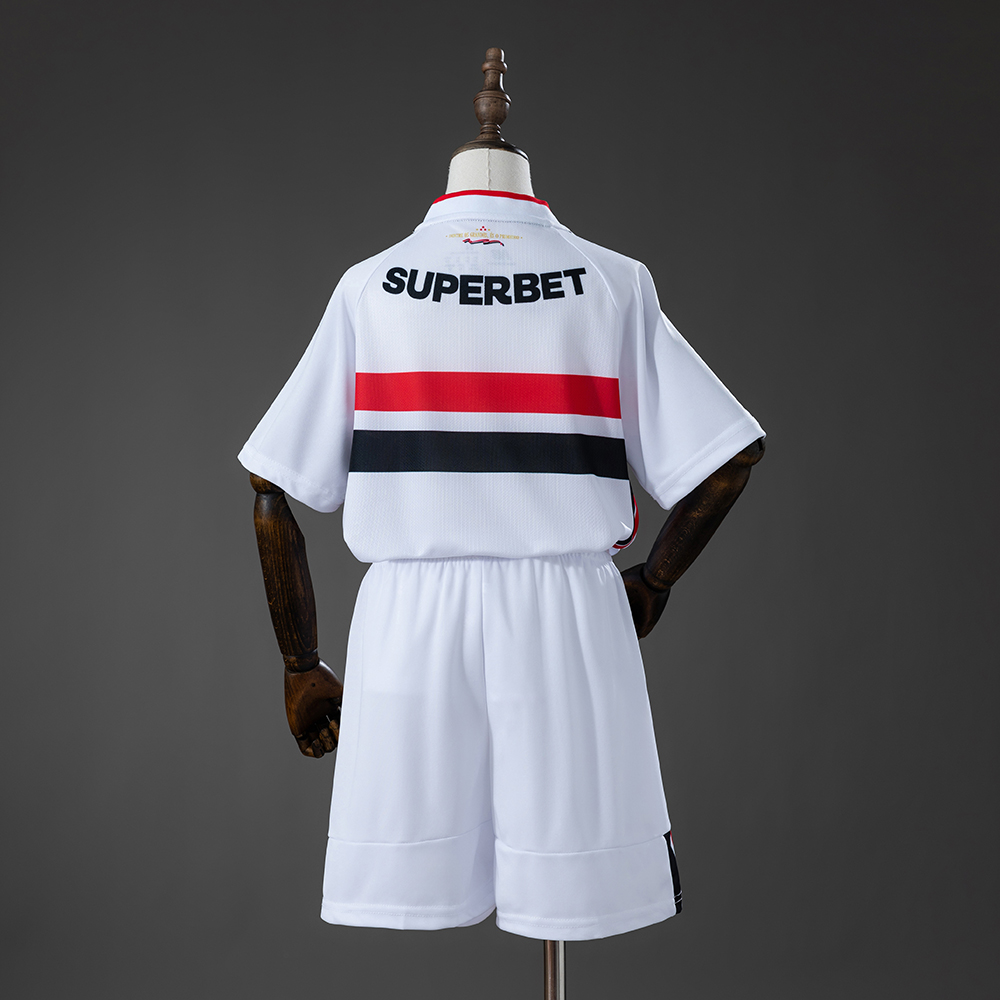 Kids Sao Paulo Home Kit 2026/27 Kids Sao Paulo Home Kit 2026/27 rear view of shirt and shorts