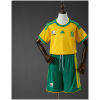 Kids South Africa Home Kit 2026 front view featuring yellow jersey with green trim and green shorts