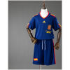 Kids Spain Retro Away Kit 2010 front view in navy blue with World Cup Final embroidery and shorts
