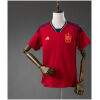 Mens Spain Retro Home Jersey 2022 front view in red with navy shoulder stripes and yellow crest