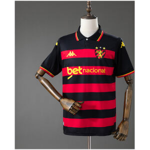 Mens Sport Recife Home Jersey 2026/27 front view with red and black hoops and golden lion crest