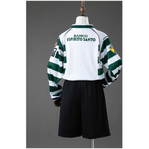 Kids Sporting CP Retro Long Sleeve Home Kit 2001/02 rear view of shirt and shorts