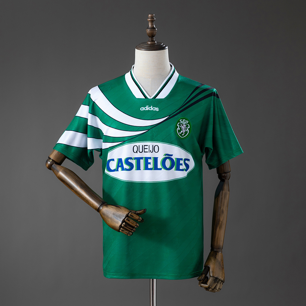 Mens Sporting CP Retro Away Jersey 1994/95 Mens Sporting CP Retro Away Jersey 1994/95 front view in green with white wave