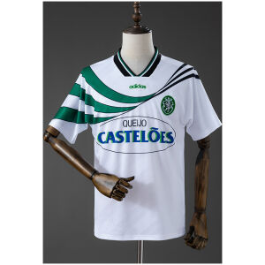 Mens Sporting CP Retro Third Jersey 1994/95 front view in white with green arc
