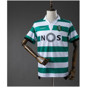 Mens Sporting Lisbon Retro Home Jersey 2018/19 Mens Sporting Lisbon Retro Home Jersey 2018/19 front view with polo collar
