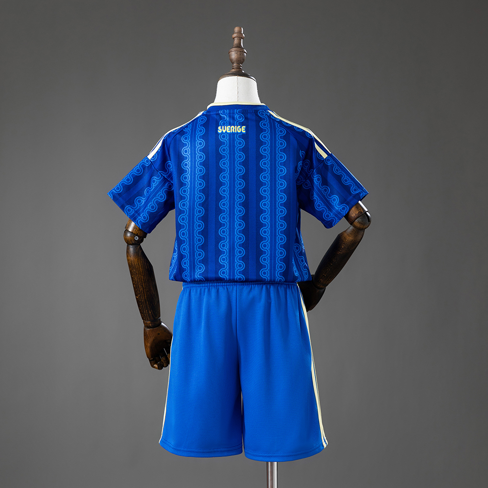 Kids Sweden Away Kit 2026 Kids Sweden Away Kit 2026 rear view of shirt and shorts