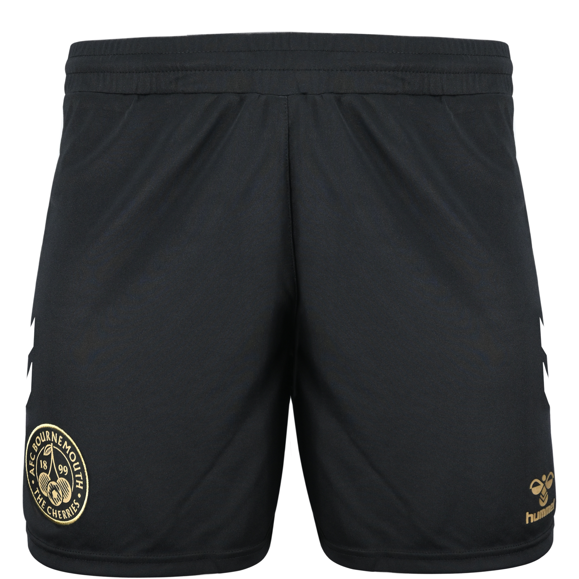 THRD26LDSHORT.png Womens AFC Bournemouth Third shorts 2026/27 front view in black with circular gold crest