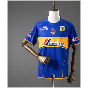 Mens Tigres UANL Retro Away Jersey 2005/06 front view in blue and yellow