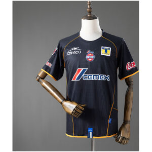 Mens Tigres UANL Retro Third Jersey 2005/06 front view in black with yellow piping
