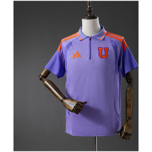 Mens Universidad Shirt Polo 2026/27 Front view of the Mens Universidad Shirt Polo 2026/27 in lavender with orange three-stripes and quarter zip