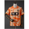 Mens Valencia Style Retro Jersey 2025/26 orange camo shirt front view with polo collar and Valencia crest