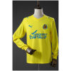 Front view of the Mens Villarreal CF Retro Long Sleeve Home Jersey 2008/09 in canary yellow with Aeroport Castello sponsor