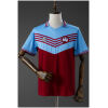 Front view of the Mens West Ham United Retro Home Jersey 1976/80 featuring claret and sky blue chevron design