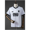 Front view of the Mens Wolverhampton Wanderers Wolves Retro Away Jersey 1986/88 in white with black collar and wolf crest