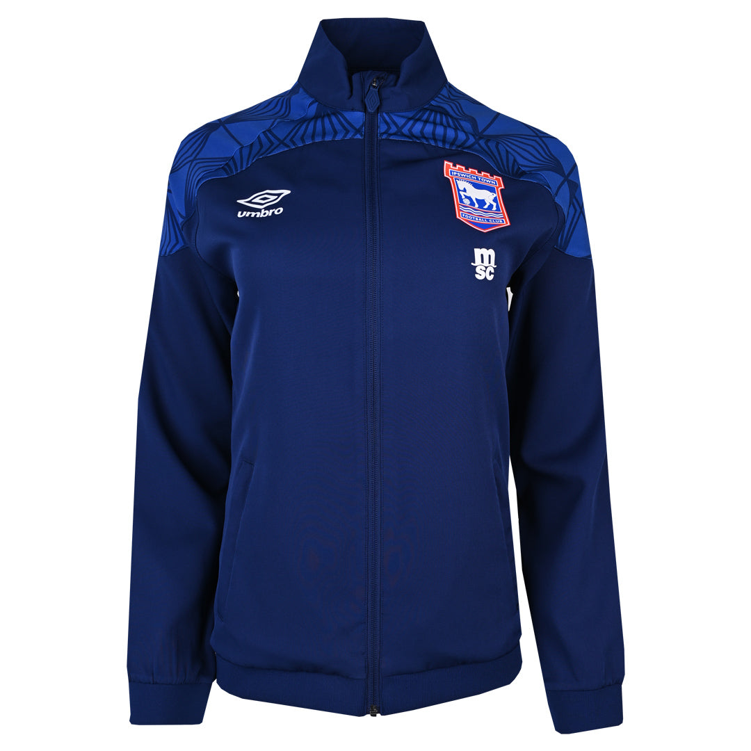 Womens Ipswich Town Home Training Jacket 2026/27 Womens Ipswich Town home training jacket with navy scribble print and side pockets