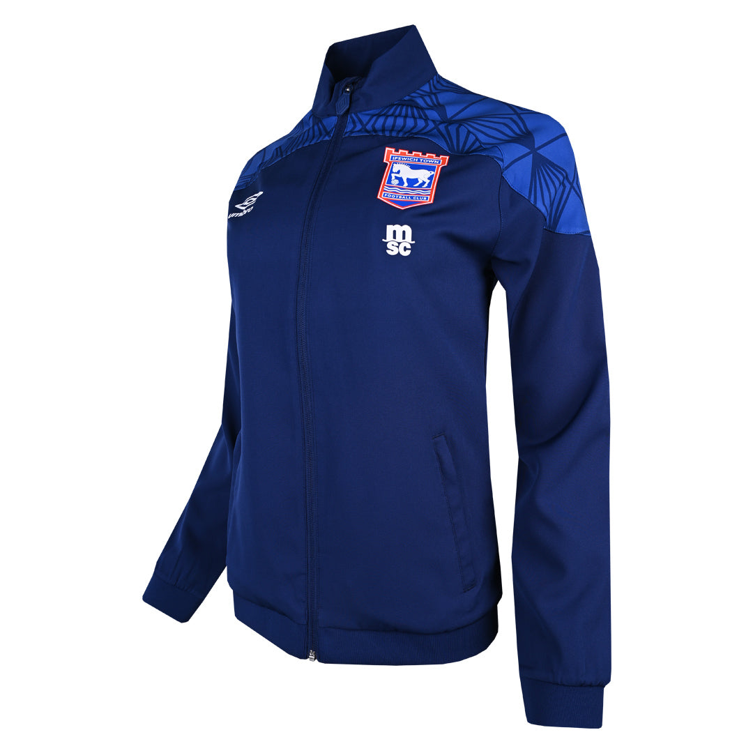 Womens Ipswich Town Home Training Jacket 2026/27 Womens Ipswich Town Home Training Jacket 2026/27 rear view showing matching team styling