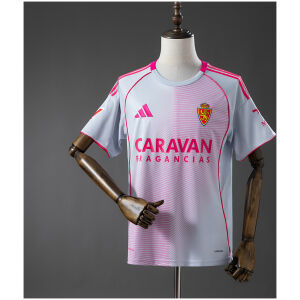 Mens Zaragoza Fourth Jersey 2025/26 Real Zaragoza fourth shirt light grey pink halftone pattern front view