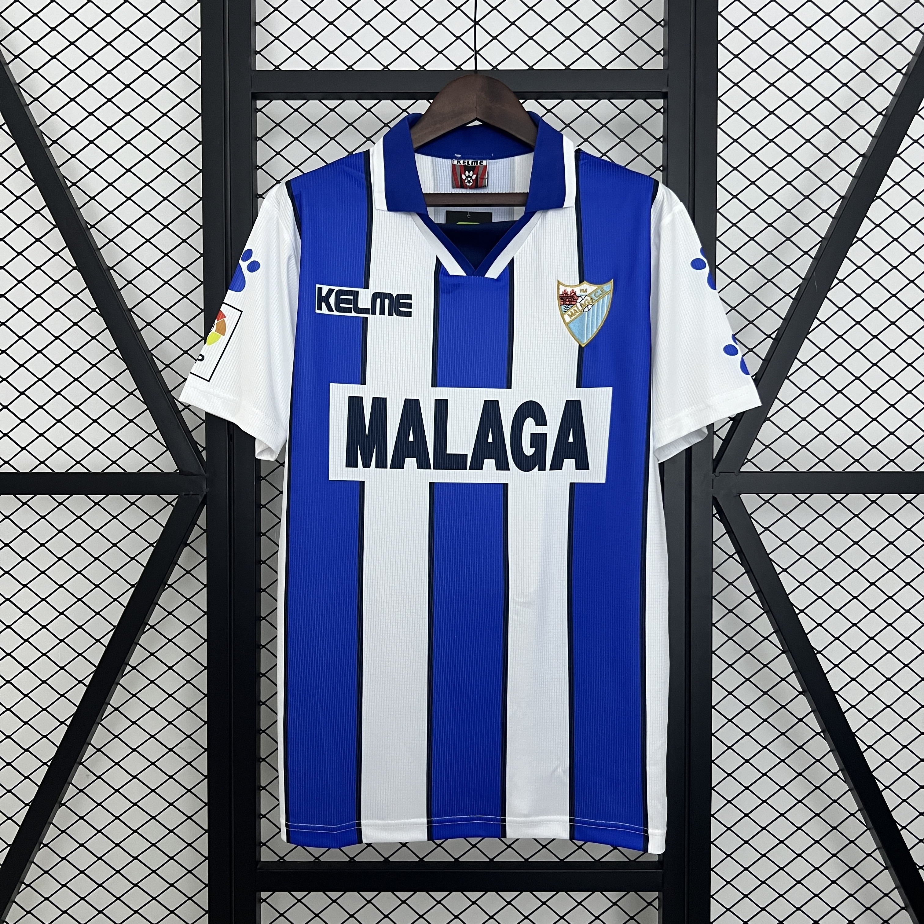 Mens Malaga Retro Home Jersey 1998/99 Mens Malaga Retro Home Jersey 1998/99 front view on display