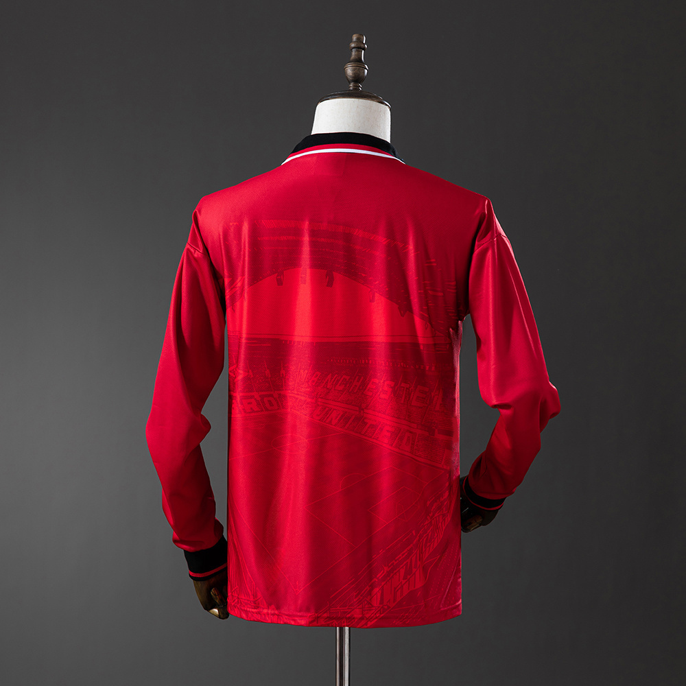 Mens Manchester United Retro Long Sleeve Home Jersey 1994/96 Mens Manchester United Retro Long Sleeve Home Jersey 1994/96 back view detail