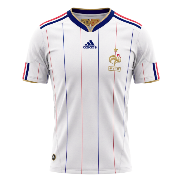 Mens France World Cup Retro Away Jersey 2010 Mens France World Cup Retro Away Jersey 2010 front view on display