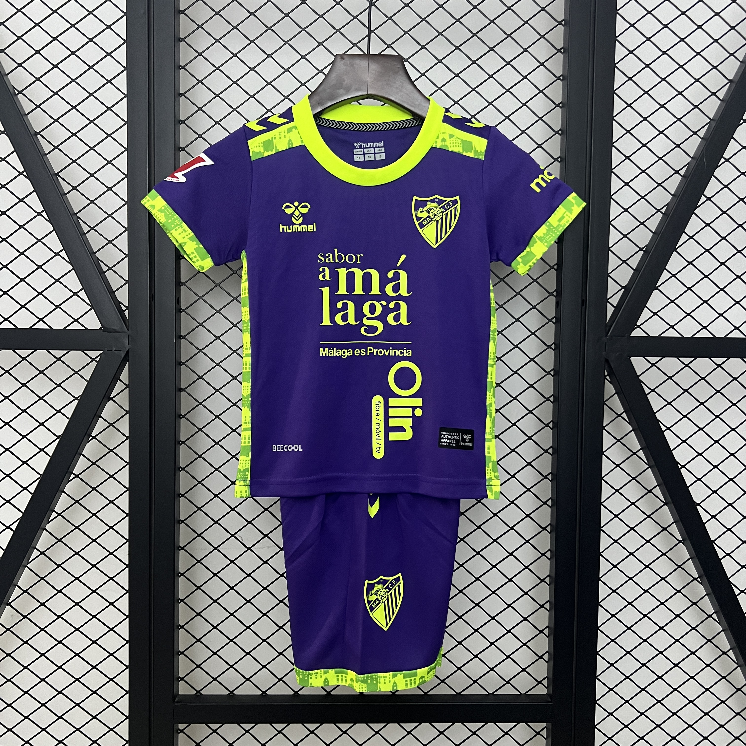 Kids Malaga Away Kit 2024/25 Kids Malaga Away Kit 2024/25 front view on display