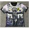 Mens Brazil Black White Jesus Edition Jersey 2025 flat view showing black and white Christ graphic with yellow CBF crest