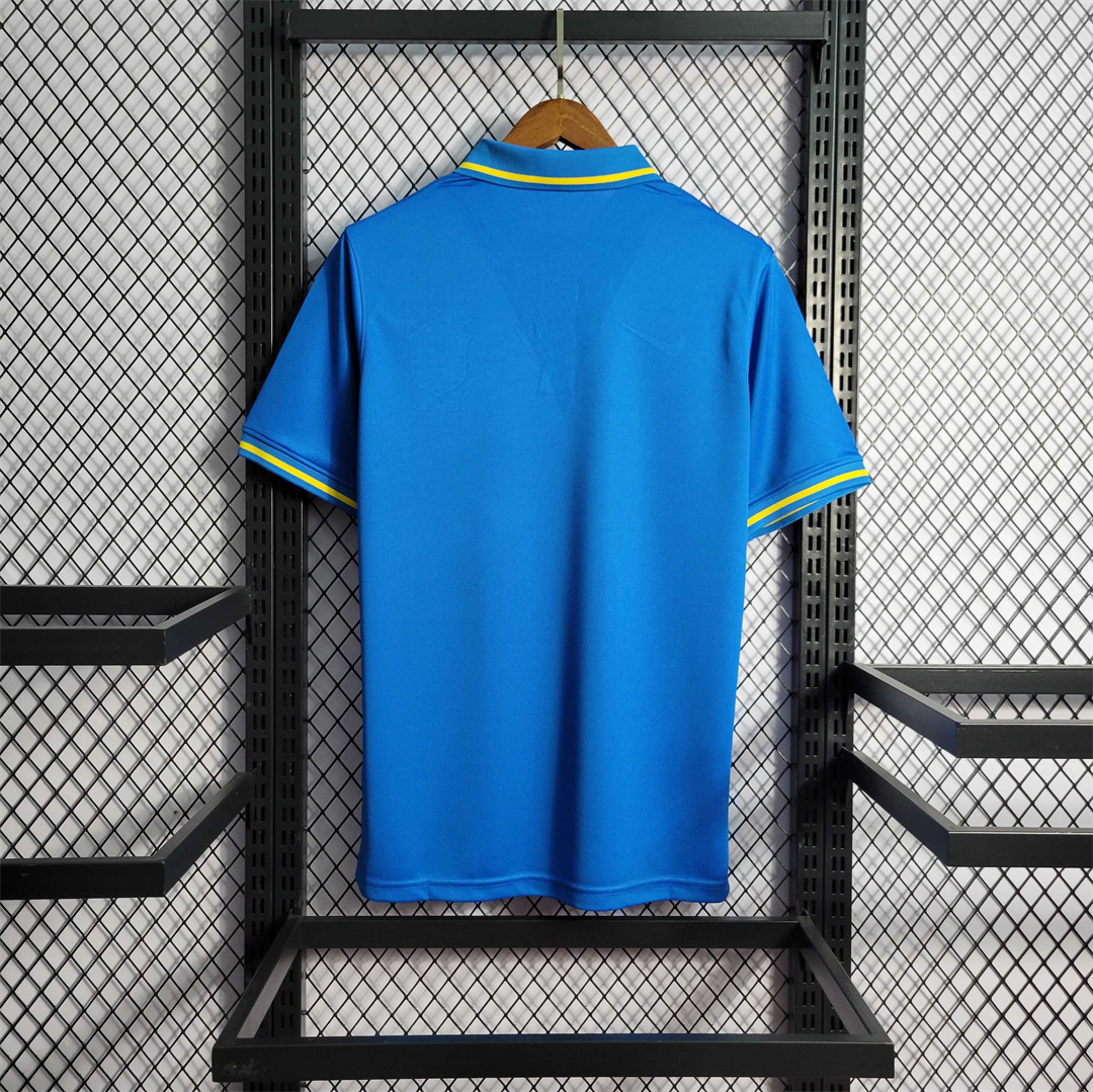 Mens World Cup Brazil Blue Polo 2022 Mens World Cup Brazil Blue Polo 2022 back view detail