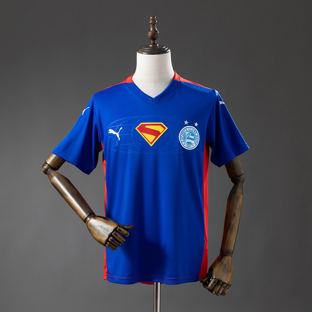 Mens Bahia Superman Edition Blue and Red Jersey 2025/26 Mens Bahia Superman Edition Blue and Red Jersey 2025/26 front view on display