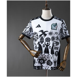 Mens Mexico White and Black Special Edition Jersey 2025/26 on mannequin showing petroglyph art