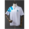 Mens Marseille Retro Home Jersey 1992/93 on mannequin showing white body and diagonal sky blue shoulder stripes