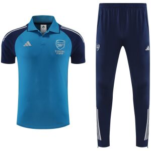 Mens Arsenal Blue Polo Training Shirt + Long Pants Tracksuit 2026/27