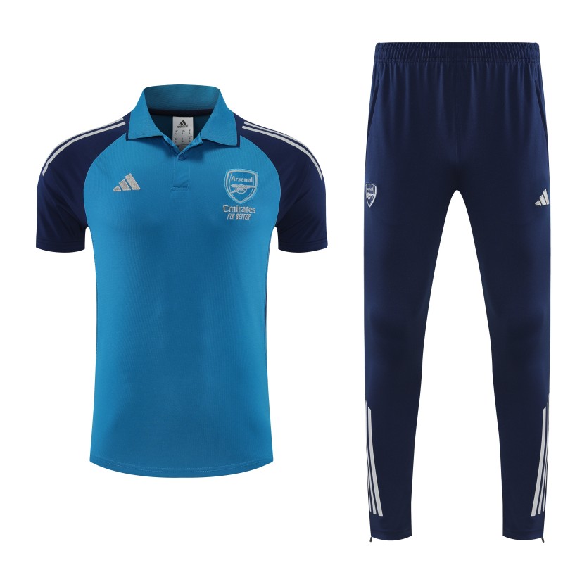 Mens Arsenal Blue Polo Training Shirt + Long Pants Tracksuit 2026/27 Mens Arsenal Blue Polo Training Shirt + Long Pants Tracksuit 2026/27