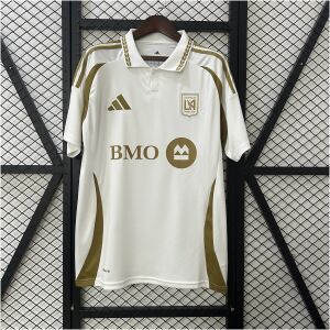 Mens Los Angeles Away Jersey 2025/26 front view in white with gold collar